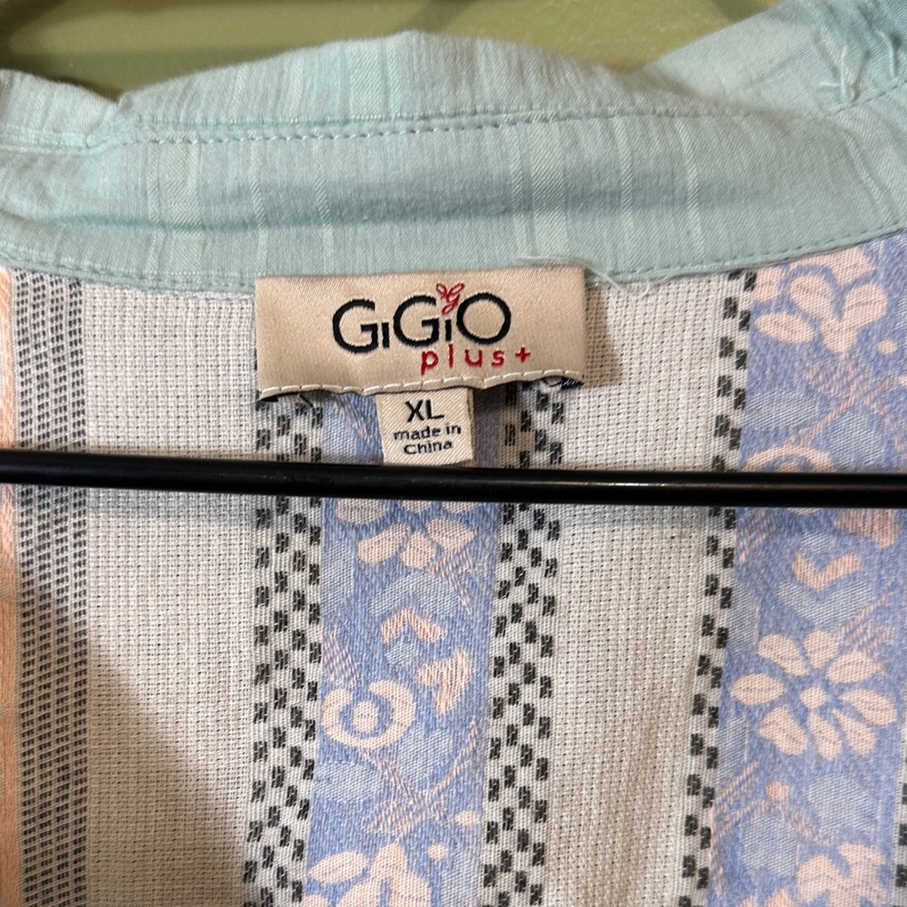 Gigio Multicolor Patchwork Button-Up Blouse Xl Ov… - image 2